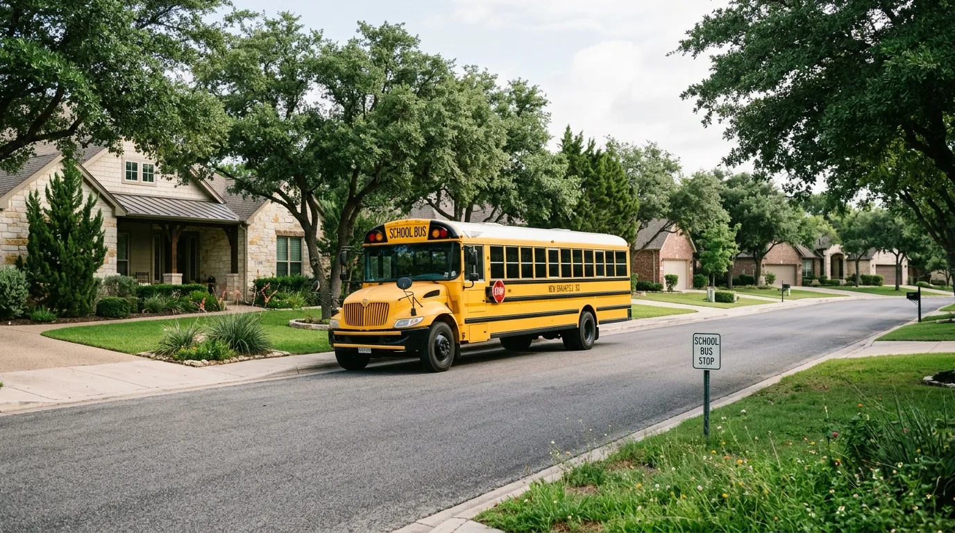 School bus in a New Braunfels neighborhood